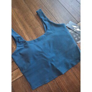 Skechers Blue Ribbed Longline Sports Bra M